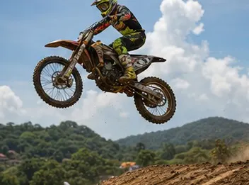 Fotografia ilustrativa de motocross e automobilismo