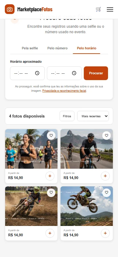 Captura real da galeria no celular, com filtro por horário